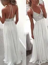 A-line Floor-length V-neck Chiffon Beading Prom Dresses #Milly020104412