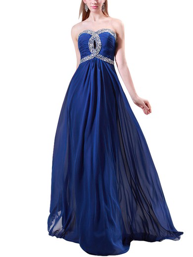 A-line Sweetheart Chiffon Floor-length Beading Prom Dresses #Milly020104464