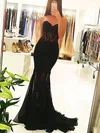 Trumpet/Mermaid Sweep Train Sweetheart Tulle Appliques Lace Prom Dresses #Milly020104518