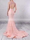 Trumpet/Mermaid Scoop Neck Jersey Sweep Train Appliques Lace Prom Dresses #Milly020104520