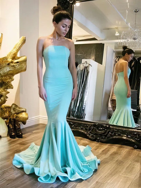Trumpet/Mermaid Strapless Jersey Sweep Train Prom Dresses #Milly020104521