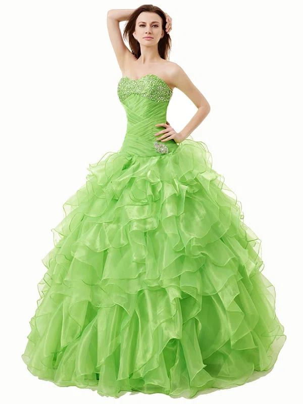 Ball Gown Sweetheart Organza Floor-length with Crystal Brooch Quinceanera Dresses #Milly02072541