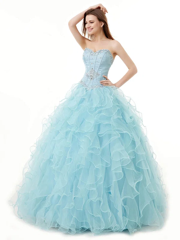 Ball Gown Sweetheart Organza Floor-length with Beading Quinceanera Dresses #Milly02072548