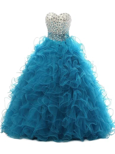 Ball Gown Sweetheart Organza Floor-length with Cascading Ruffles Quinceanera Dresses #Milly02072550