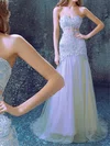 Trumpet/Mermaid Sweetheart Tulle Sweep Train Wedding Dresses With Appliques Lace #Milly00023012