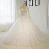 Ball Gown Illusion Tulle Court Train Wedding Dresses With Appliques Lace #Milly00023015