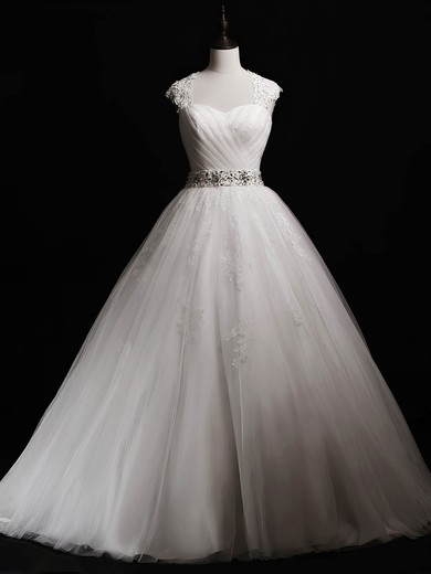 Ball Gown Sweetheart Tulle Floor-length Wedding Dresses With Beading #Milly00023041
