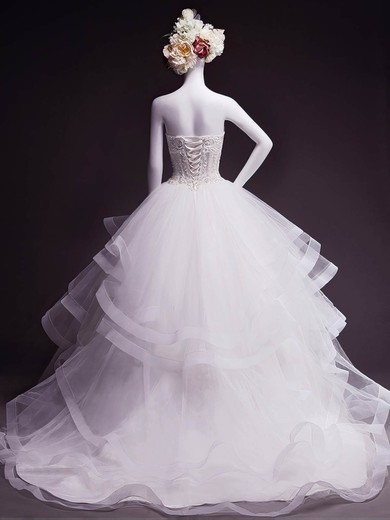 Ball Gown Sweetheart Tulle Court Train with Beading Wedding Dresses #Milly00023050
