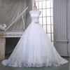 Ball Gown Illusion Lace Sweep Train Wedding Dresses With Sashes / Ribbons #Milly00023051