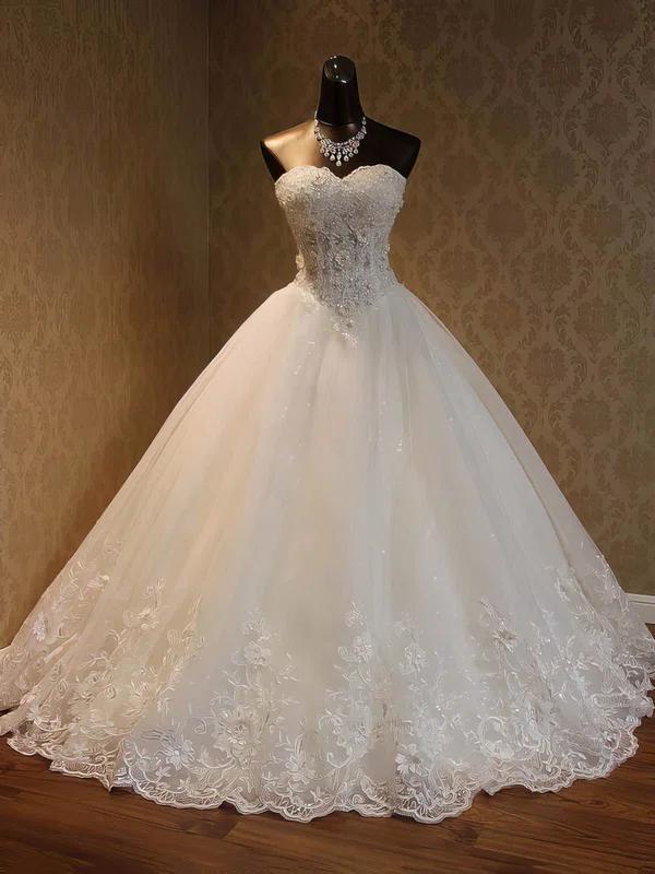 Ball Gown Sweetheart Organza Floor-length Wedding Dresses With Beading #Milly00023052