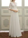 A-line Illusion Chiffon Floor-length Wedding Dresses With Appliques Lace #Milly00023059