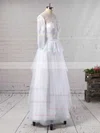 A-line Scoop Neck Tulle Floor-length with Sashes / Ribbons Wedding Dresses #Milly00023060
