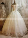 Ball Gown Off-the-shoulder Tulle Floor-length with Beading Wedding Dresses #Milly00023068