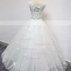 Ball Gown Scoop Neck Tulle Floor-length with Beading Wedding Dresses #Milly00023072