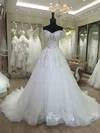 Ball Gown Off-the-shoulder Tulle Sweep Train with Appliques Lace Wedding Dresses #Milly00023080