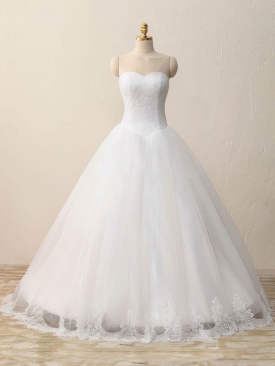 Ball Gown Sweetheart Tulle Lace Floor-length with Appliques Lace Wedding Dresses #Milly00023083