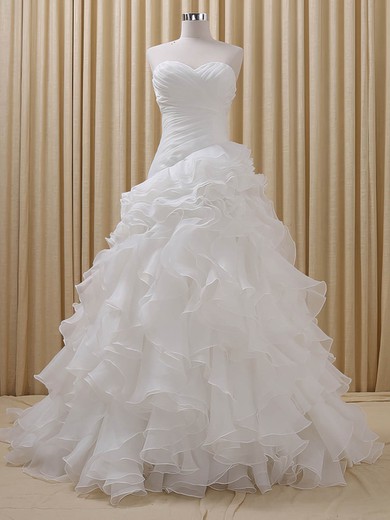 Princess Sweetheart Organza Court Train with Cascading Ruffles Wedding Dresses #Milly00023085