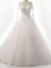 Ball Gown Illusion Tulle Floor-length Wedding Dresses With Beading #Milly00023087