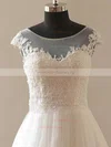 Princess Scoop Neck Tulle Sweep Train with Appliques Lace Wedding Dresses #Milly00023088