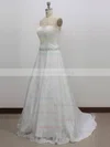 Princess Sweetheart Lace Sweep Train with Sashes / Ribbons Wedding Dresses #Milly00023003