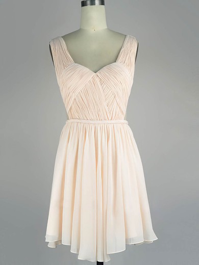 A-line V-neck Chiffon Short/Mini with Sashes / Ribbons Prom Dresses #Milly020104136