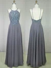 A-line Scoop Neck Chiffon Floor-length Beading Prom Dresses #Milly020104279