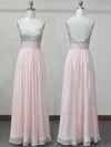 A-line V-neck Chiffon Floor-length Ruffles Prom Dresses #Milly020104282