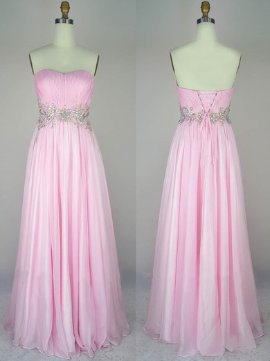 Empire Sweetheart Chiffon Floor-length Ruffles Prom Dresses #Milly020104316