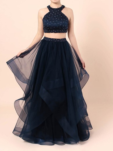 Ball Gown Scoop Neck Tulle Floor-length Crystal Detailing Prom Dresses #Milly020104546