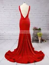 Trumpet/Mermaid Scoop Neck Jersey Sweep Train Prom Dresses #Milly020104557