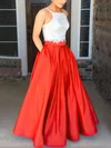 Ball Gown/Princess Floor-length Square Neckline Satin Appliques Lace Prom Dresses #Milly020104587