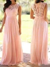 A-line Floor-length Scoop Neck Lace Chiffon Sashes / Ribbons Prom Dresses #Milly020104579