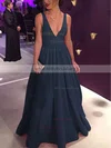 Ball Gown V-neck Silk-like Satin Floor-length Bow Prom Dresses #Milly020104603