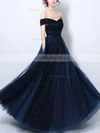 Princess Off-the-shoulder Tulle Floor-length Sashes / Ribbons Prom Dresses #Milly020104834