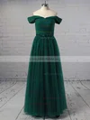 Princess Off-the-shoulder Tulle Floor-length Sashes / Ribbons Prom Dresses #Milly020104834