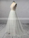 Princess V-neck Tulle Floor-length Beading Prom Dresses #Milly020104855