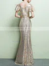 Sheath/Column V-neck Sequined Floor-length Ruffles Prom Dresses #Milly020104869