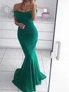 Trumpet/Mermaid Off-the-shoulder Silk-like Satin Sweep Train Prom Dresses #Milly020104890
