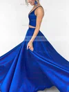 Satin V-neck Princess Floor-length Prom Dresses #Milly020104903