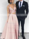 Satin V-neck Princess Floor-length Prom Dresses #Milly020104903