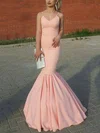 Trumpet/Mermaid V-neck Silk-like Satin Floor-length Prom Dresses #Milly020104909
