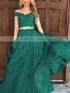 A-line Off-the-shoulder Tulle Floor-length Appliques Lace Prom Dresses #Milly020104809
