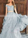 A-line Off-the-shoulder Tulle Floor-length Appliques Lace Prom Dresses #Milly020104809