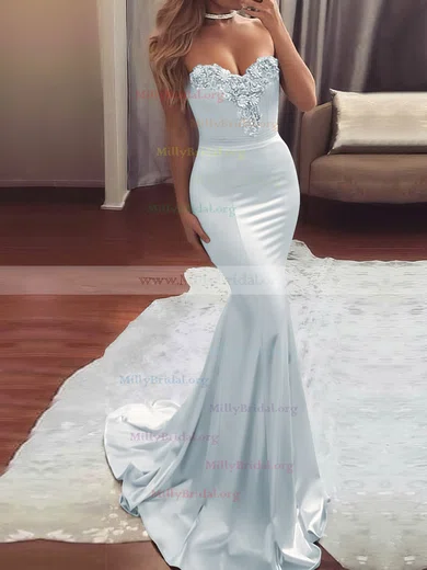 Trumpet Mermaid Sweep Train Strapless Satin Wedding Dress Trumpet Mermaid Sweep Train Strapless Satin Wedding Dress