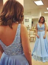A-line V-neck Chiffon Floor-length Beading Prom Dresses #Milly020104967