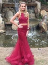 Trumpet/Mermaid Halter Tulle Floor-length Appliques Lace Prom Dresses #Milly020104980