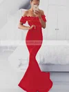 Trumpet/Mermaid Off-the-shoulder Silk-like Satin Sweep Train Appliques Lace Prom Dresses #Milly020105022