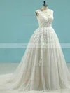Ball Gown V-neck Tulle Sweep Train Sequins Wedding Dresses #Milly00023095