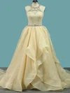 Ball Gown Scoop Neck Organza Sweep Train Wedding Dresses With Beading #Milly00023103