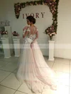 Princess Scoop Neck Tulle Sweep Train Appliques Lace Wedding Dresses #Milly00023105